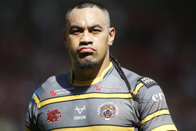 Castleford Tigers are hoping to have Mahe Fonua back at centre for the trip to Catalans Dragons. Picture: Ed Sykes/SWpix.com