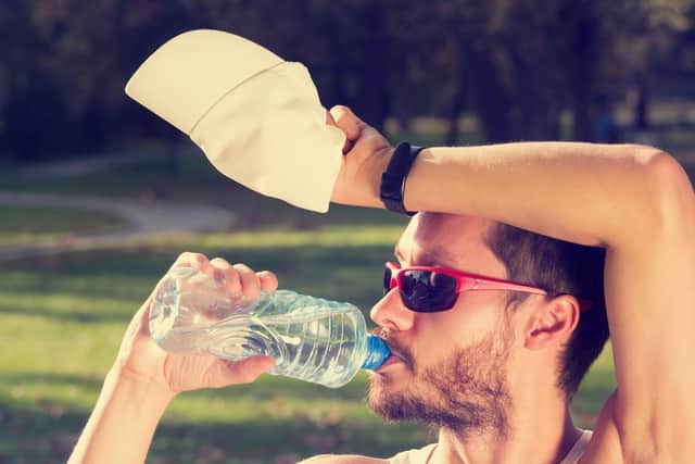Wear a hat and have hydration breaks in the heatwaves.