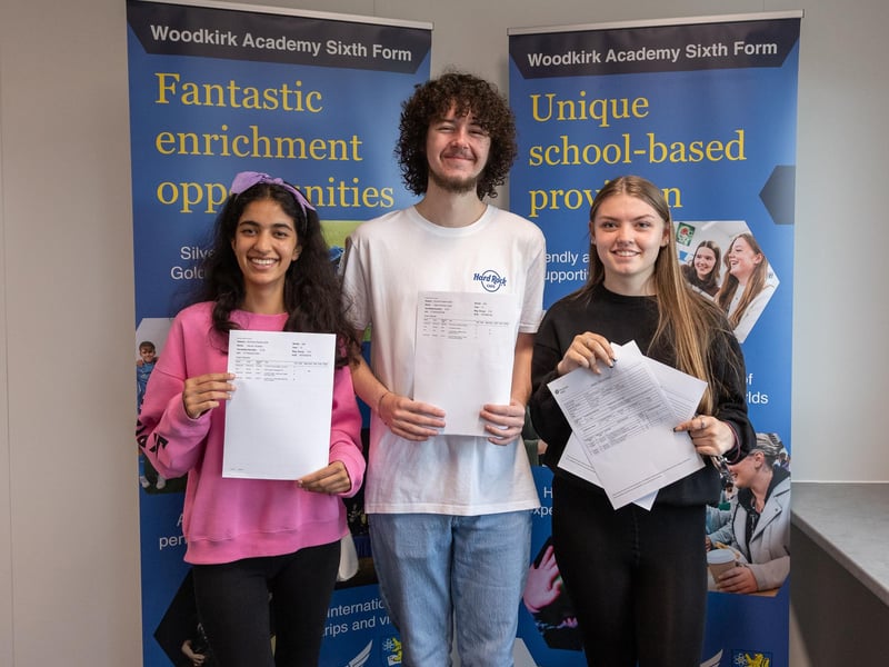 Woodkirk Academy students after receiving their A-level results