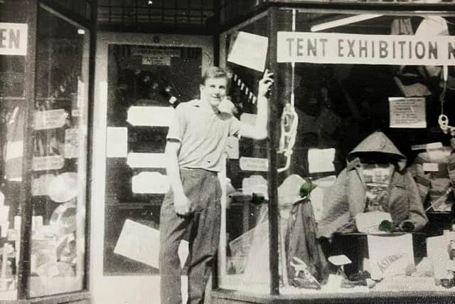 Trevor outside his original shop in 1963/4