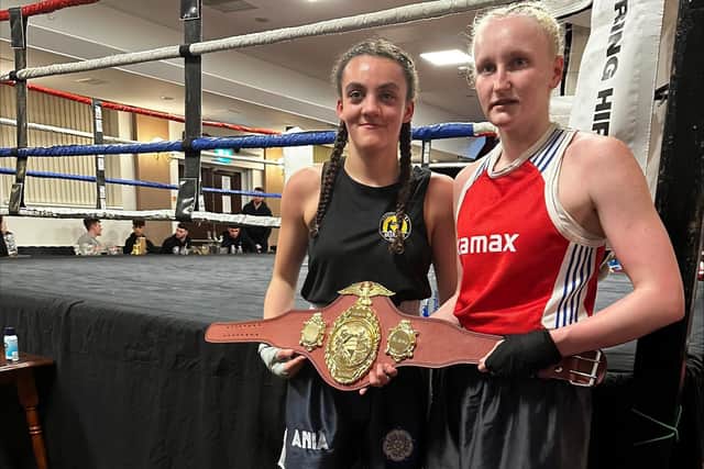 Farrah Cuniff and Ania Kot who fought for the Yorkshire Challenge belt.