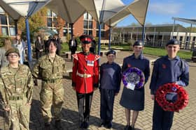Staff and students at Brigshaw High School have honoured Britain’s military heroes with a tribute before Armistice Day.