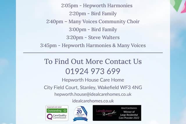 The event will see multiple local acts preform in the grounds of Hepworth House care home