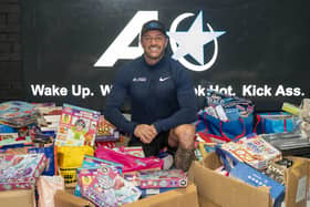 Keith Brook from AStar Gym has been collecting gifts from gyms across Wakefield to distibute to children and the homeless at Christmas. Picture Scott Merrylees