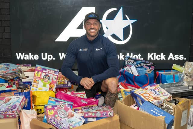 Keith Brook from AStar Gym has been collecting gifts from gyms across Wakefield to distibute to children and the homeless at Christmas. Picture Scott Merrylees