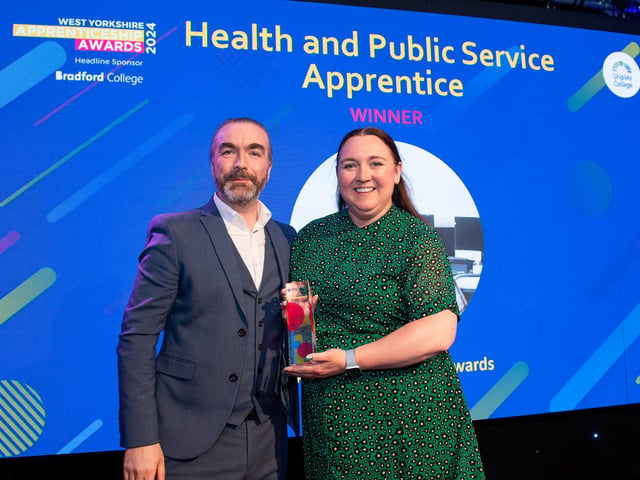 Award winner Bernadette McNichol, of Leeds Teaching Hospitals Trust, had the award accepted on her behalf by a colleague, pictured with Greg O'Shea