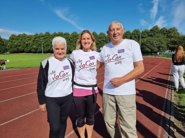 In collaboration with Migration Yorkshire, The Jo Cox Foundation supported migrant and refugee communities to run over 15 Great Get Together events in the region last month. Pictured here are Jo Cox's parents, Jean and Gordon Leadbeaterm and her sister, Kim Leadbeater, at this year's Jo Cox Way bike event.