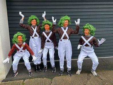 Nicola Thompson shared a photo of her daughter and her friends dressed as oompa loompas.