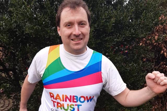 Stephen will be running in the London Marathon in aid of the Rainbow Trust children's charity.