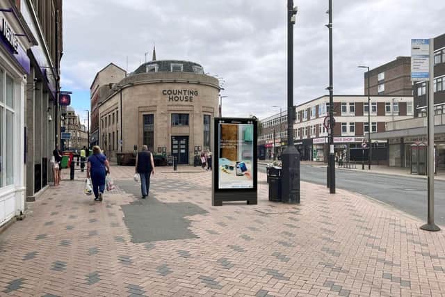 The proposed communications hub on Westgate was refused by Wakefield Council. Image: JCDecaux