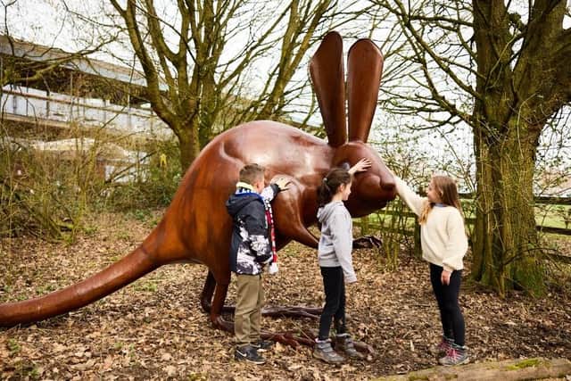 Brian Fell's 'Desert Rat' sculpture. YSP's new play area, the Little Wild Wood, is located next to the visitor's centre. Photo: © David Lindsay, courtesy YSP