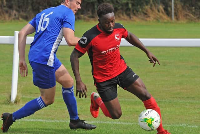 Gibril Bojang was Horbury Town's scorer in their 3-1 NCE Division One play-off final defeat.