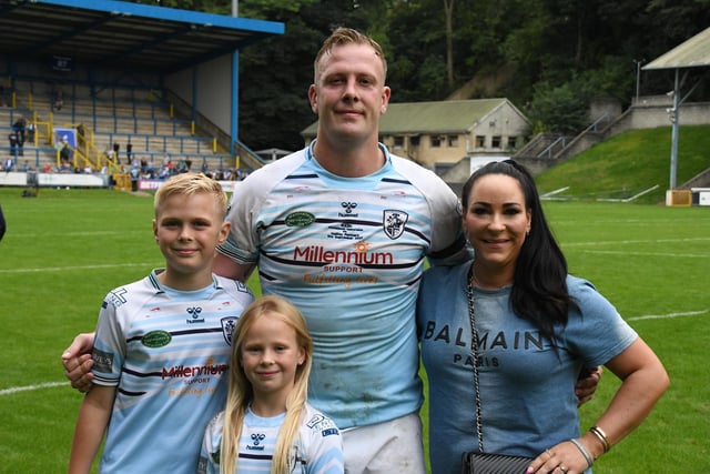 Craig Kopczak and family after his milestone 400th career appearance. Picture: Rob Hare