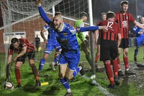 Jack Greenhough will be hoping for more celebrations in the 2024-25 season after agreeing to stay with Pontefract Collieries. Picture: Daniel Kerr