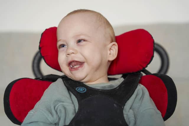 Lennie was diagnosed with periventricular leukomalacia when he was four weeks old. Picture Scott Merrylees