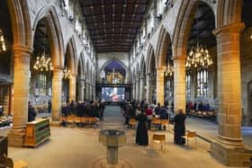 Wakefield Cathedral opened its doors for people to watch the Queen's funeral.