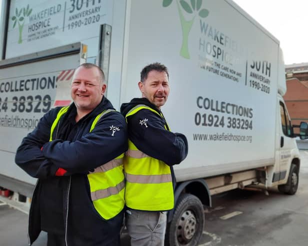 At your service: Wakefield Hospice clearance team Richard Robinson (left) and Allen Redfearn (right). .