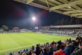 Wakefield Trinity under the lights for the first game of the 2024 Championship season.