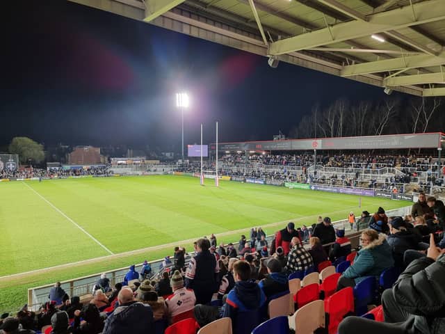 Wakefield Trinity under the lights for the first game of the 2024 Championship season.