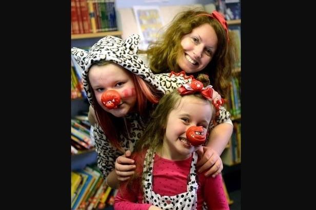 Red Nose Day at Ryhill J&I school. Mrs Wakefield, Amy Russell and Jessica Graham.