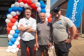 Domino’s hosted a special ribbon-cutting ceremony with a Gordon Ramsey lookalike at the new store.