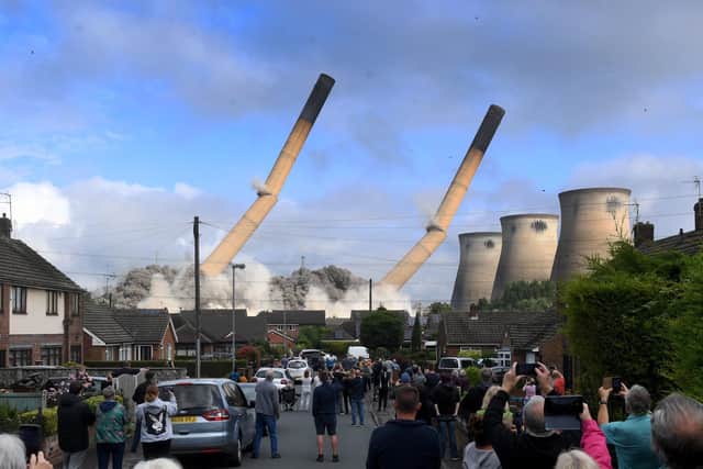 The Chimney Stacks and Boiler House are Demolished at Ferrybridge Power Station, Ferrybridge..22nd August 2021..