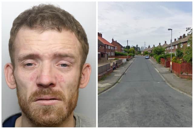 Jones was confronted by the grandmother outside her home on St Andrews Road in Castleford. (pic by WYP / Google Maps)