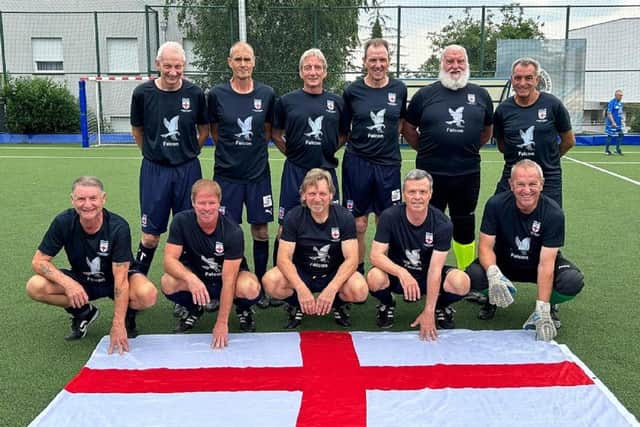 The England over 60s walking football team took on Croatia in Zagreb with Wakefield's David Wandless second from the left on the front row.