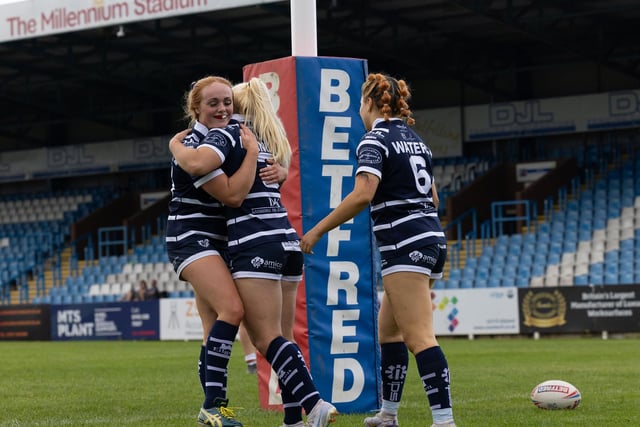 Hugs and smiles all round for Featherstone Rovers Women.
