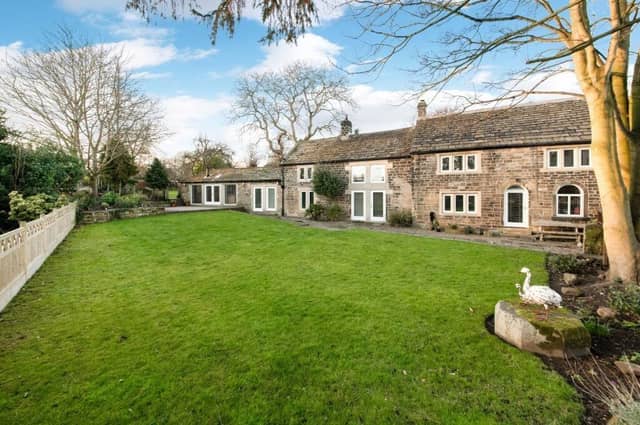 The front aspect of the idyllic, Yorkshire stone cottage
