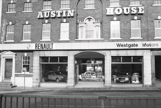 Austin House Westgate Motors building. Wakefield 1980