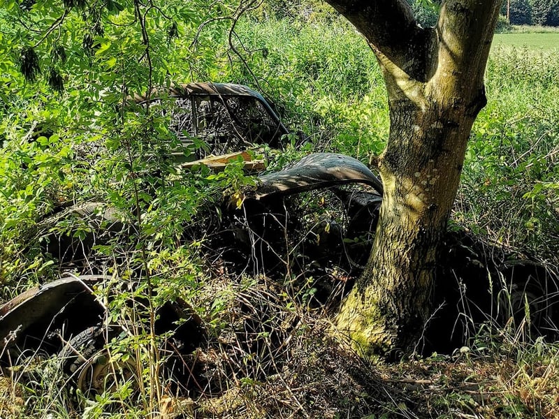 The abandoned car graveyard can be found off a main road in Normanton.