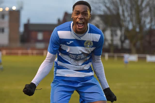 Jonas Ndombasi scored the goal that ensured Glasshoughton Welfare will be safe from relegation this season in the Toolstation NCE League. Picture: Craig Cresswell Photography