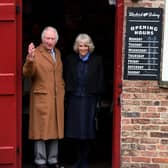 King Charles and Queen Camilla pictured on their visit Talbot Yard Food Court, Malton