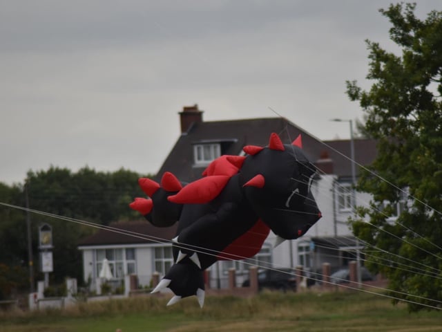 Scary dinosaurs also soared in the sky at the festival.