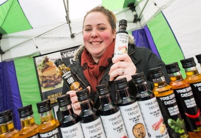 Helen Jackson with some of the Yorkshire Drizzle produce on her stall in 2015.