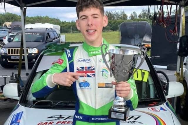 Trophy winning racing driver Elliott Fewster.