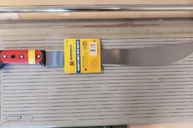 The machete seized by police