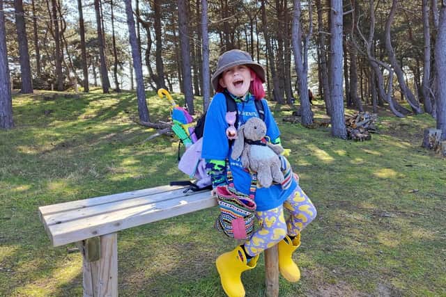 Eight-year-old rambler Alba Stogden from Pontefract on her travels