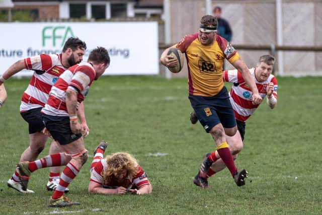 Cleckheaton players are scattered by a Sandal break. Picture: Scott Merrylees