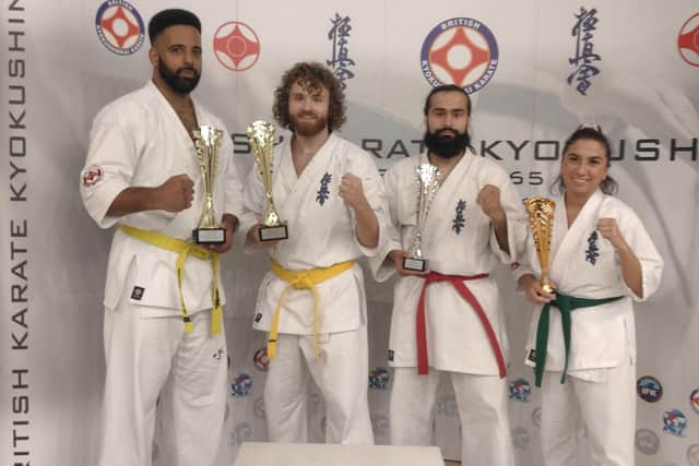 West Yorkshire Karate Kyokushin trophy winners at the British Open.