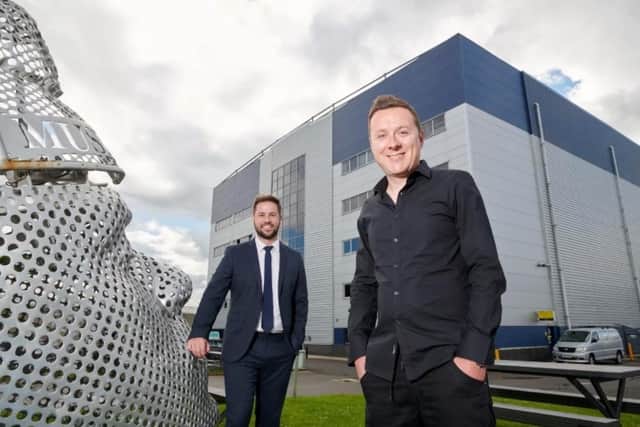 Lee Brooks (right), CEO of Production Park, at the site in South Kirkby in July 2021, with Michael Graham, Wakefield Council cabinet member for regeneration. Picture courtesy of Wakefield Council.