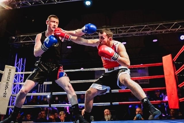 Boxers in action at the Unity Hall show.