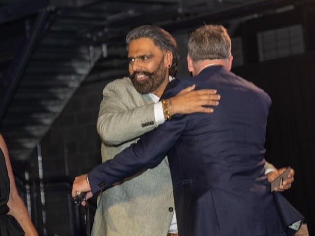 Bobby Singh took to the stage to pick up an award.