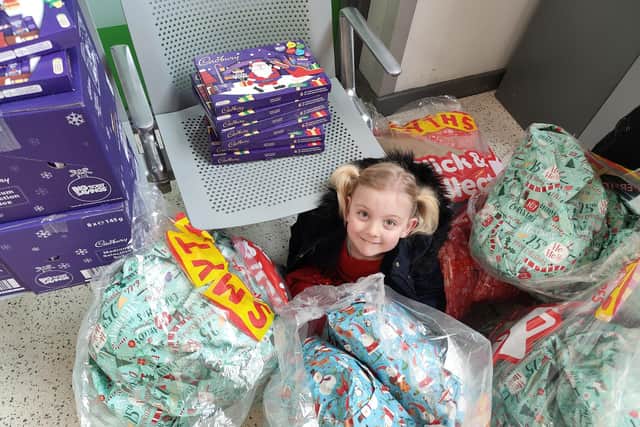 Mia was able to buy toys and selection boxes for all the children in Pinderfields Hospital. She wanted to make sure they all had presents for Christmas after staying at the hospital herself