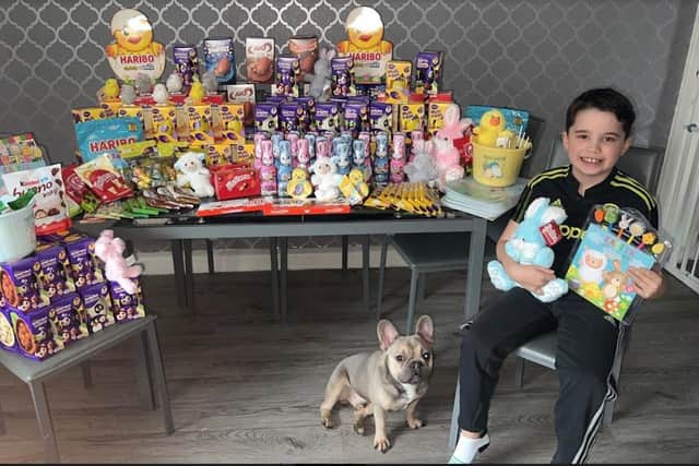 Alfie managed to gather 150 Easter eggs and many other treats for the children at Pinderfields Hospital.