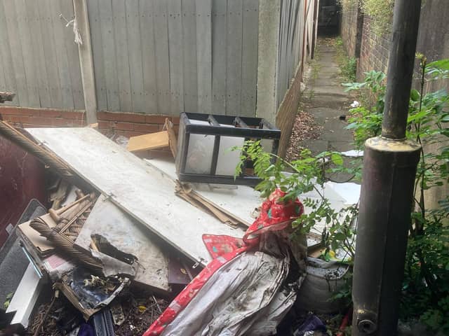 Wakefield Council has appealed for information after fly-trippers dumped debris outside residents\' homes on Denstone Street, Eastmoor.