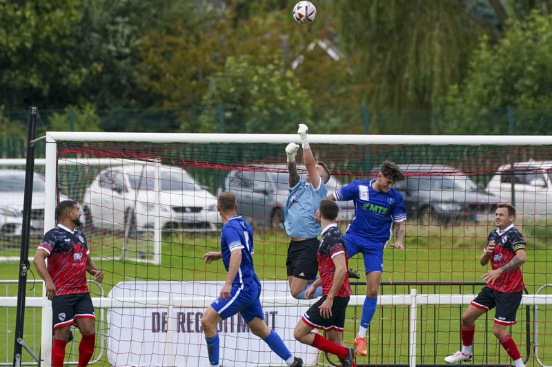 Goalmouth action from Horbury Town's game against Louth Town.