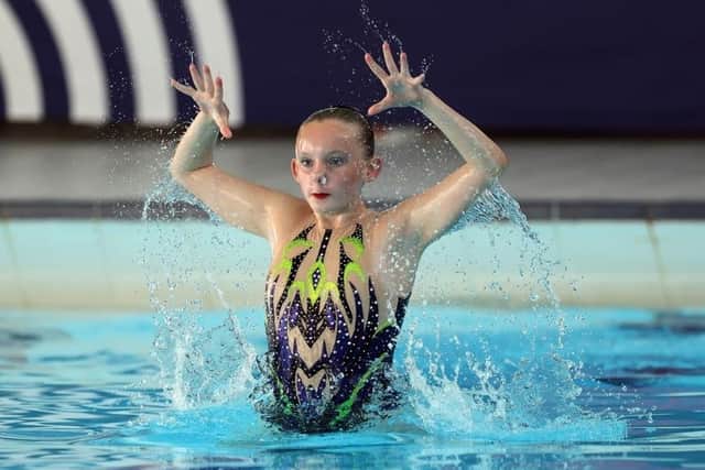 Alana aged 12 performing the gold medal-winning Maleficent artistic swimming routine