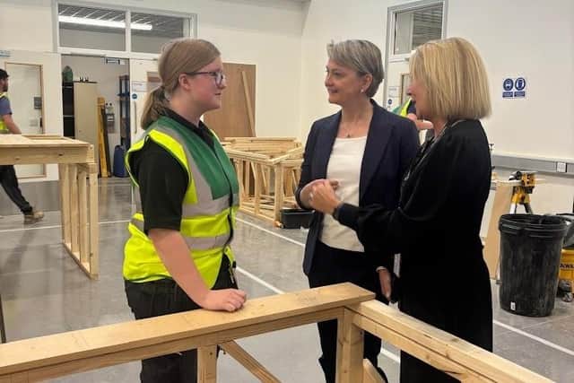 Yvette Cooper MP at the opening of the new Castleford College Construction Centre.